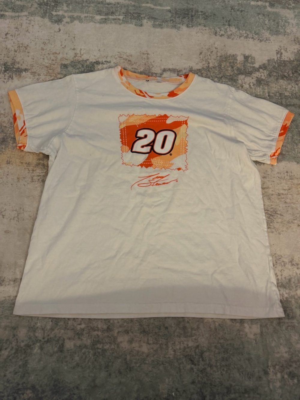 Nascar Tony Stewart White Tee with Orange Graphic '20'